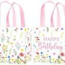 umoni Flower Party Favor Bags Non-Woven Wildflower Gift Bags 12PCS Wildflower Birthday Party Supplies Floral Theme Treat Bags for Spring Wedding Bridal Shower Decor