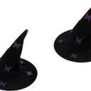 2pcs Halloween Witch Hat with Butterfly Wizard Cap Costume Accessories for Cosplay Party Favors