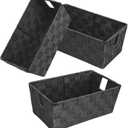 homyfort Woven Shelf Storage Tote Basket Bins Container, Storage Boxes Cube Organizer with Built-in Handles for Bedroom, Office, Closet, Clothes, Kids Room, Nursery 3pk(Grey)