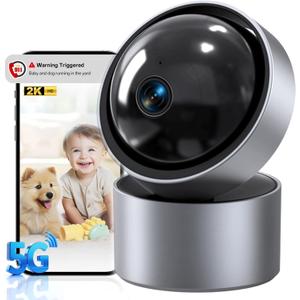 2K Indoor Camera, 5G&2.4G Home Cameras for Home Security, Pet Camera with Phone App, 360Pan/Tilt Baby Monitor, Night Vision, Motion Tracking, Al Recognition, Smart Alarm, 24/7 Recording