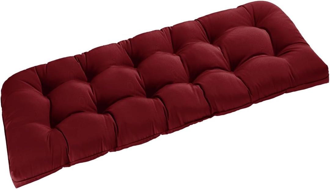 downluxe Outdoor Bench Cushion for Patio Furniture, Waterproof Tufted Overstuffed Porch Swing Cushions, Thick Outdoor Loveseat Cushions, 59" x 18" x 5", Burgundy, Set of 1