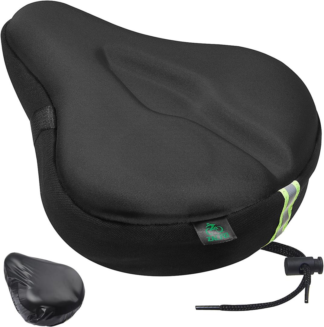 Zacro Bike Seat Cushion - Gel Padded Bike Seat Cover for Men Women Comfort, Extra Soft Exercise Bicycle Seat Compatible with Peloton, Outdoor & Indoor Bike Saddles (Black)