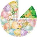 15 Inch Mini Easter Tree Skirt St. Patrick's Day Tree Skirt Green Clover Easter Eggs Bunny Double Sided Print Mat for Home Tabletop Christmas Tree Decoration