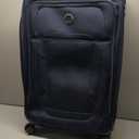 DELSEY PARIS Helium DLX Softside Expandable Luggage with Spinner Wheels, Navy Blue, Checked-Large 29 Inch