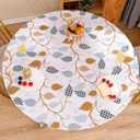 Walrus Round Vinyl Fitted Tablecloth with Flannel Backing Elastic Edge Design Table Cover Waterproof Oil-Proof PVC Table Cloth Stain-Resistant Best for 45"-56" Round