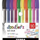Zebra Pen Doodlerz Gel Stick Pen, Bold Point, 1.0mm, Assorted Glitter Colors, 27 Pack