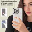 for iPhone 15 Pro Max Case with Finger Strap Holder, Cute Cool Butterfly Print Pattern Design for Women Men, Shockproof Anti Scratch Hand Kickstand Protective Cover, White