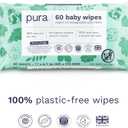 Pura Natural Sensitive Baby Wipes, 99% Water, Unscented & Hypoallergenic, Suitable for Sensitive & Eczema-prone Skin, Hypoallergenic, EWG Verified, 10 Pack of 60 Wet Wipes (600 Diaper Wipes) Bulk Buy