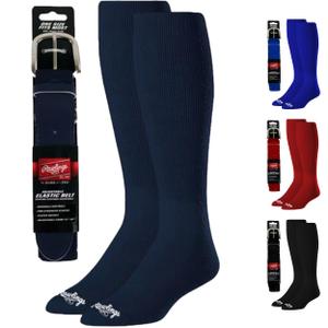 Rawlings Belt & Socks Combo | Baseball / Fastpitch Softball | Navy Blue | Large