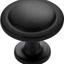 Ravinte 30 Pack 1-1/4 inch Matte Black Zinc Euro-Style Cabinet Knobs, Drawer Pulls & Door Handles