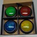 Set of 4 Trivia Game Buzzers with Lights & Sound, Family Feud & Jeopardy Quiz Buttons for Classroom, Party Games, Red/Blue/Yellow/Green, Medium