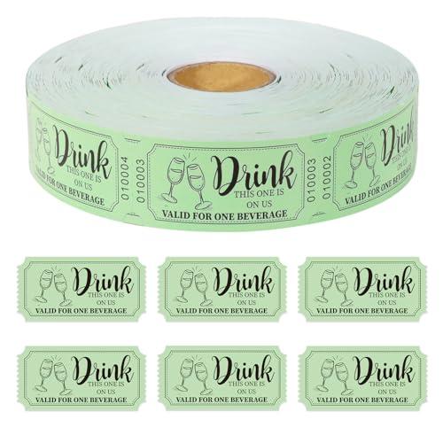 1000 Pcs Drink Ticket Single Raffle Tickets Roll Sage Green Free Drink Ticket for Events Wedding Work Formal Parties Leisure Class Reward