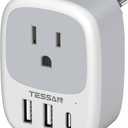 TESSAN  European Travel Plug Adapter, Europe Power Converter 4 Outlets 3 USB(1 USB C PD 20W), Type C International Adaptor to Italy Spain France Portugal Iceland Germany, EU Travel Essentials