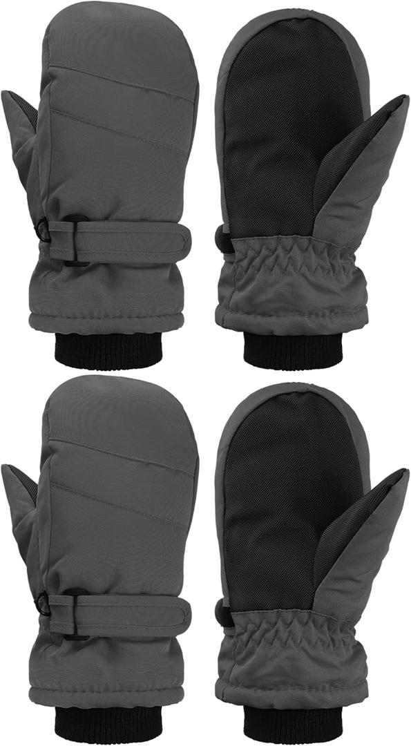 SATINIOR Kids Snow Mittens Waterproof Winter Ski Gloves Warm Thicken Snow Gloves for Girls Boys (5-8 Years, Carbon Ash)
