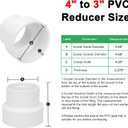 4" x 3" PVC Increaser/Reducer Coupling Adapter (Socket x Socket) Schedule 40 PVC Slip Reducing Coupling Pipe Fittings for Home Sewer Plumbing