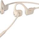 LOBKIN Open Ear Headphones with Mic, Trucker Bluetooth Headset with Noise Cancelling Microphone and Multipoint Connect, Wireless Bluetooth 5.3 Headset for Computer Work, Driving, Workouts, Cream