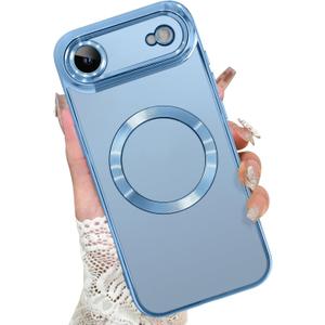 KANGHAR Case Compatible with iPhone Air Clear Magnetic Design,Blue | Compatible with MagSafe Full Camera Protector Anti-Yellowing Shockproof Cute Cover for Women Men