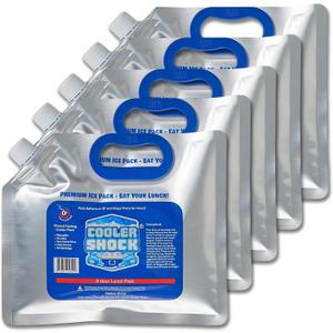 Cooler Shock Reusable Ice Packs for Cooler - Long Lasting Cold Freezer Packs for Coolers and Lunch Boxes - Cooler Ice Packs for Camping Gear, Fishing, Road Trips, Beach Must Haves,4 Packs