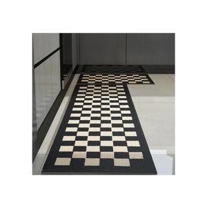 GIB Kitchen Mats for Floor Set of 2, Kitchen Rugs Non Slip/Skid Washable Runner Rugs, Stain Resistant Comfort Standing Mats for Kitchen Laundry Sink Decor, Black Cream Checkered