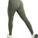 OMKAGI Smile Butt Lifting Workout Leggings for Women High Waisted Seamless Compression Yoga Pants (Green)