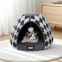 BALANCE Cat Beds for Indoor Cats, 2-in-1 Cat Bed Cave with Anti-Slip Bottom and Ultra-Soft Plush, Cozy Cats House Tent for Kittens and Small Dogs, 19 Inches, Dark Grey