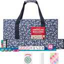 American Mahjong Set,166 Quality Acrylic Tiles with Colorful Prints, 4 All-in-One Color Rack/Pushers, Complete Mahjong Game Set with Floral Blue Carrying Bag