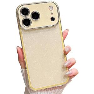 MINSCOSE for iPhone 17 Pro Max Glitter Case,Cute Vibrant Shiny Bling Sparkly Girly Case with Full Camera Protection for Women Girl Shockproof Full Body Rugged Bumper Protective Cover-Yellow