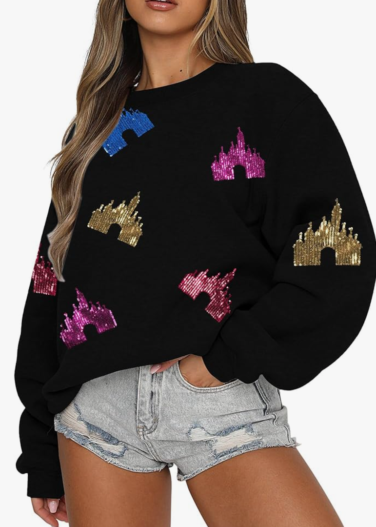 UNIQUEONE Bow Sweatshirt Womens Magic Kingdom Tee Shirt Colorful Pastel Bows Graphic Sweatshirts Oversized Holiday Pullover S