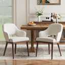 MALOL Wooden Dining Chairs Set of 6, Modern Fabric Upholstered Dining Room Chair, Kitchen Side Chairs, Farmhouse Dinner Chair with Open Back for Kitchen, Beige