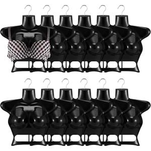 Suzile 12 Pcs Hanging Mannequin Torso Female Mannequin Hanger Women Body Dress Form Plastic Hollow Back Upper Torso Women Clothes Showing Rack for Retail and Shop, Black
