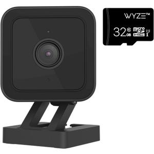 Cam v3 w 32GB SD Card, 1080p Plug-in Smart Security Camera, Color Night Vision, Motion Detection, 2-Way Audio, Compatible with Alexa, Google Assistant, Indoor/Outdoor, Wired, Black