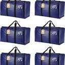 Cryster 6 Pack Moving Bags Heavy Duty, Extra Large Storage Totes Bag with Zippers and Sturdy Handles, Packing Bags for Moving, Storage, Travel, Space Saving, Moving Boxes College Essentials Blue