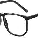 TR90 Oversized Blue Light Blocking Glasses Men Women Ultralight Nerd Square Computer Games Black Large Eyewear (01)