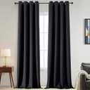 100% Blackout Curtains - Solid Grommet Thermal Blackout Curtains for Bedroom Living Room Sliding Door, Privacy Window Drapes, Black, 2 Panels, 2x52Wx108L Inches