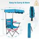 Homcosan Folding Camping Chair with Shade Canopy and Cup Holder Beach Chair with Canopy Shade Thicken 600D Oxford Portable Chairs Heavy Duty Support 330lbs for Outdoor, 1 count