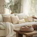 EMEMA Decorative Throw Pillow Covers Daisy Sun Flower Jacquard Pillowcase Cushion Case Rectangle for Couch Sofa Bed Living Room Bedroom Set of 1, 12x24 Inch, Beige