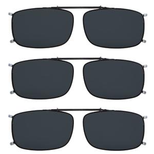 Eyekepper 3-pack Polarized Clip on Sunglasses With Spring Draw Bar Grey/Brown/Green Lens 54 * 34MM