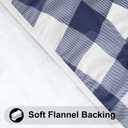 Smiry Round Picnic Tablecloth, Elastic Waterproof Fitted Vinyl Tablecloths for 31"-35" Tables, Flannel Backed Buffalo Plaid Table Cover for Dining, Camping, Outdoor, White and Navy