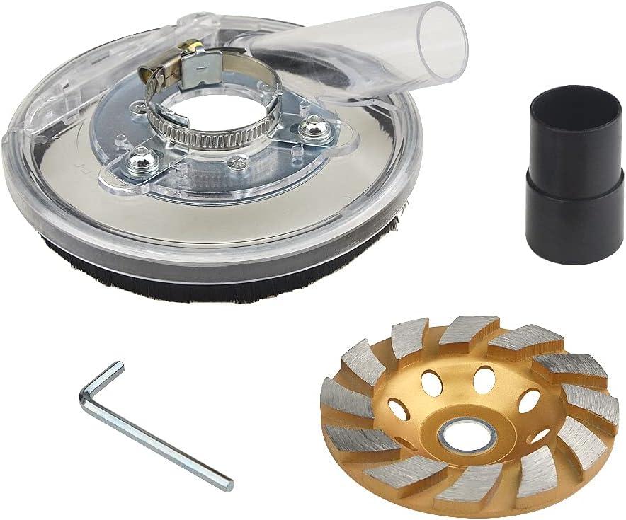 XINGYHENG Dust Shroud Kit Dry Grinding Dust Cover 100-150mm Adjustable Angle Grinder with 4 Inch Concrete Diamond Grinding Cup Wheel