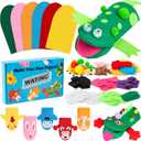 WATINC 6Pcs Hand Puppet Making Kit, Art Craft Felt Sock Puppet Toys, Creative DIY Make Your Own Pompoms Wiggle Googly Eyes Storytelling Role Play Party Supplies Gift for Girls Boys (Animals)