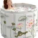 Portable Bathtub for Adult, Foldable Soaking Bathtub for Hot SPA&Ice Bath, Foldable Small Bathtub collapsible bathtub for Bathing, 6-layer Insulated portable tub,Space-Saving (Lotus, 25.9X31.5 IN)