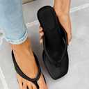 Womens Kitten Heel Thong Sandals Flip Flops Slip On Square Open Toe Slippers Low Stacked Heeled Mules, Size 8.5