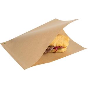 Restaurantware Bag Tek 10" x 9" Double Open Bags 100 Large Deli Paper Sheets - Disposable Greaseproof Brown Kraft Deli Wrap Liners For Snacks Cookies And More