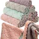 12 Pack Kitchen Towels Quick Dry Washcloths, Coral Velvet Dishtowels Multipurpose Reusable Cloths, Soft Tea Absorbent Cleaning Cloths Double-Sided Microfiber Lint Free Rags.