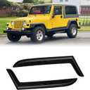 Window Visor for 1997-2006 Jeep Wrangler (TJ) 2-Door, Out-Channel Rain Guards Shields Vent Deflector Shade Wind Dark Smoke, Tape-On Outside-Mount, 2PCS
