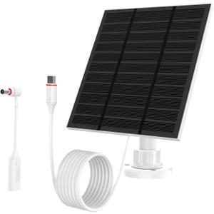 Solar Panels for Ring Camera Outdoor (New Generation) 5W 5V Solar Panel Charger with USB-C&Plug for Spotlight Cam Plus&Stick Up Cam Pro.Waterproof IP65 360Adjustable 2M Cable (White, 1)
