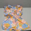 ROAONOCOMO Women Floral Pajama Set Ruffle Puff Sleeve Peplum Shirt Coquette Pj Set Bow Babydoll 2 Piece Shorts Outfit (Yellow, S)