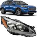 LED Headlight Assembly Compatible with 2020 2021 2022 2023 FORD ESCAPE SEL Model Left & Right Driver Side Black Housing Clear Lens Headlamps Replace # LJ6B-13W029-AH, LJ6B-13W030-AH (Right)