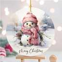 2 x Snow Man Christmas Ornaments for Christmas Tree Snow Man Tree Ceramic Ornament Hanging Snowmen Ornaments for Xmas Holiday Home Decor Gift Exchanges Idea Party Supplies(Snow1)