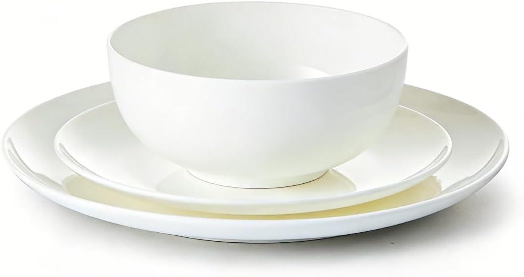 KINGSTONE Bone China Dinnerware Set for 2, 6-Piece Plates and Bowls Set